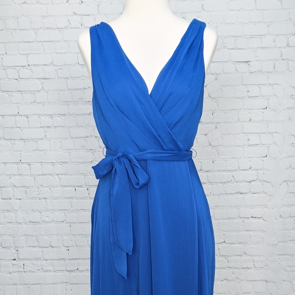 Dkny | Dresses | New Dkny Faux Wrap Chiffon Blue Midi Dress 8 | Poshmark